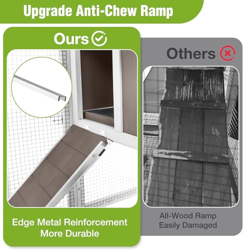 Extra-Long Outdoor Rabbit Hutch with Run, 2-Tier Fir Wood Bunny Cage, Waterproof Roof, Pull-Out Tray, Secure Latches,105.2 x 20.8 x 36.2 in - color: Brown, size: 105.2"L x 20.8"W x 36.2"H