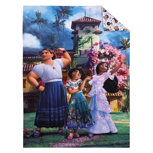 NoJo Disney Encanto Power Trio Purple and Teal 4 Piece Toddler Bed Set - Comforter, Fitted Bottom Sheet, Flat Top Sheet, and Reversible Pillowcase - color: Encanto - Power Trio