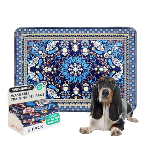 Washable Pee Pads, Super Absorbent Puppy Pads, 2 Pack 36"x24" | Reusable Dog Training Pads, Leakproof With Waterproof Non-Slip Backing For Crates, Floors, Indoor Potty & Furniture - color: Blue Medallion, size: 36"*24"(Pack of 2)