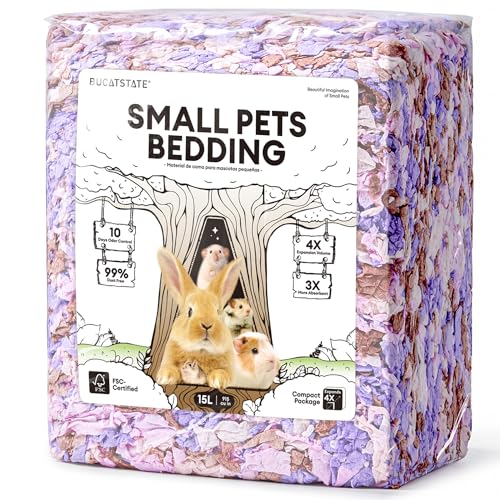 BUCATSTATE Hamster Bedding 15L, 99% Dust-Free Paper Bedding, Wildflower | Vibrant Color Paper Bedding, Compactly Packed to Expand 3X, FSC-Certified Material, Odor Control Bedding for Guinea Pigs - color: Wildflower, size: 15L