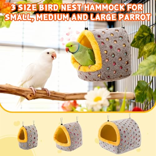 VZZNN Bird House & Bed for Cage, Plush Parakeet Nest Hammock for Parrots | Cozy, Safe & Easy‑to‑Hang Bird Nest – Support Plate, 3 Sizes, Perfect for All Parrots.