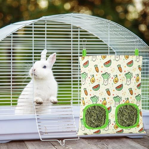 UPINS 2Pack Guinea Pig Hay Feeder Bag,Bunny Rabbit Cage Bag Hanging Holder | Guinea Pig Cage Feeder,for Bunny Rabbits,Chinchillas,Hamsters,Small Pets,and Animals - color: Red Green, size: 28 x 25 cm