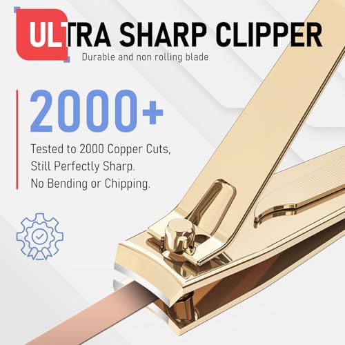 firiKer Nail Clippers with Nail File,Fingernail Clipper,Toe Nail Clippers | Nail Clipper Set ( Golden), Large for Toenails,Small for Fingernails, Used Separately, Ideal Gift for Men and Women - color: Light Gold