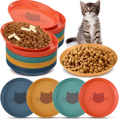 Gerrii 24 Pieces Fatigue Relief Cat Bowl 6 Inch Shallow Cat Food Dish Stray Wet Feeding Bowls Wide and Small Pet Plates for Ferrets Feral Short Legged Kitten Shelter(Elegant Color,Pattern) - color: Elegant Color, style: Pattern