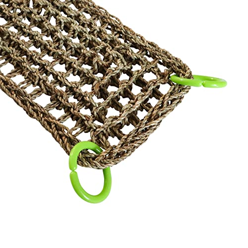 39 x 7 Inches Seagrass Mat, Natural Seagrass Woven Net, Bird Hammock Mat with Hooks, Cage Accessories, Climbing Rope Ladder Chew Toys for Cockatiel, Hamster, Guinea Pig, Rats, Parakeet - size: 39 x 7 Inches
