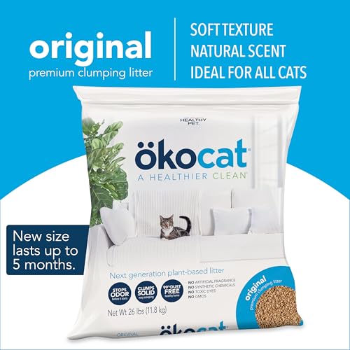 ökocat Original Natural Wood Clumping Cat Litter, Odor Control 26 lbs - size: XL, style: Original