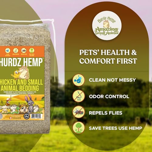 Hemp Bedding for Chickens - Made from 100% Natural Hemp - Superior Absorption & Odor Control- Eco-Friendly Hemp Bedding for Chickens - Easy Maintenance Hemp Bedding for Small Animals - size: 33 lbs.