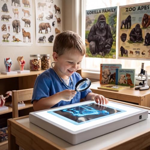15 Pcs Zoo Animal Xrays for Kids - Light Table Manipulatives | Vet Role Play, Light Table Accessories, and Bone Structure Exploration - style: Zoo Series