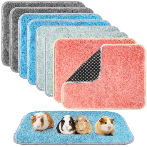 8 PCS Guinea Pig Cage Liner 16 x 12 Inch Reusable Fleece Bedding Mats Washable Pee Pads for Rabbit Hamster Chinchilla and Other Small Animal Cage Supplies (Green, Pink, Gray, Blue) - color: (Green, Pink, Gray, Blue) 8PCS
