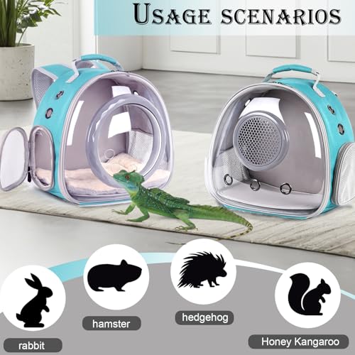 WEVONIGU Guinea Ping Travel Backpack Carrier with Clear Bubble Dome Window Large Space & Breathable Travel Cage with Soft Mat Airline Approved