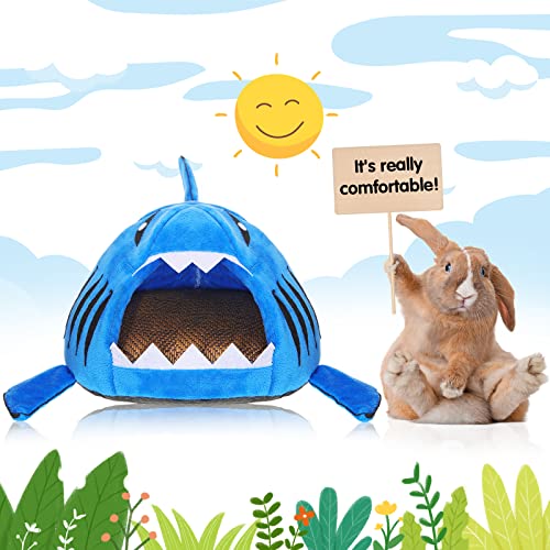 Jetec Shark Guinea Pig Bed Hideout Guinea Pig Animals Bed House Warm Small Hamster Nest Sleeping Mat Cushions Dutch Hamster Hedgehog Rat Chinchilla(Navy Blue) - color: Navy Blue