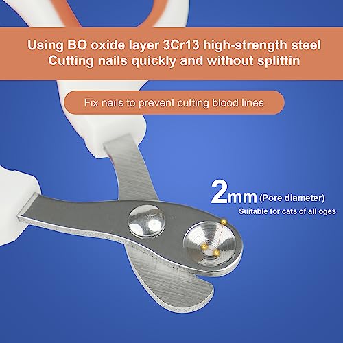 Cat Nail Clippers with Circular Cut Hole -Avoid Over Cutting Pet Nail Clippers -Sharp Angled Blade Professional Paw Trimmer Set for Novice Pet Families (Orange) - color: Orange