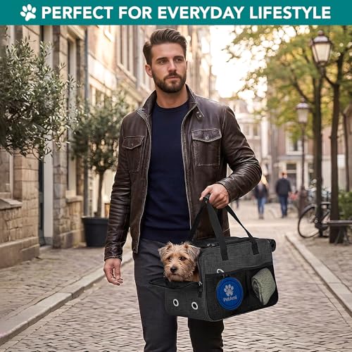 PetAmi Dog Purse Carrier for Small Dogs Cats, TSA Airline Approved Soft-Sided Pet Carrier with Pockets, Ventilated Travel Tote Bag with Bed & Shoulder Strap, Puppy Kitten, Max 12 lbs, Heather Charcoal - color: Heather Charcoal