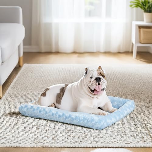 MidWest Homes for Pets QuietTime Fashion Dog Bed – Blue Faux Fur Bolster, Ultra-Soft and Machine Washable, Fits 36-Inch Crates and Carriers, for Medium to Large Breed Dogs - color: Blue, size: 36 Inch