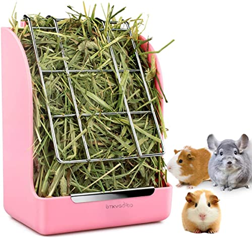 Rabbit Hay Feeder, Large Capacity Bunny Hay Rack for Rabbits, Guinea Pigs, Chinchillas, Small Animals, Hay Dispenser - color: Pink