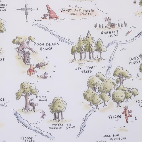 Disney Classic Winnie the Pooh Sage, Tan, and White, Map of 100 Acre Woods Super Soft Nursery Fitted Crib Sheet - color: Classic Winnie the Pooh Sage & Tan, size: Crib