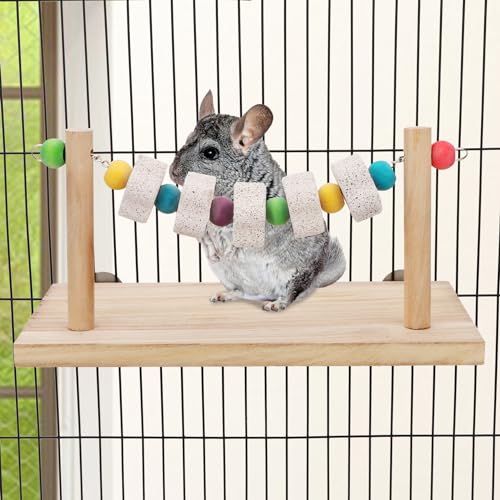 Hypeety Wooden Bird Perch Platform Pet Natural Chewing Toys Health Cage Accessories for Mouse, Chinchilla, Rat, Gerbil, Guinea-Pigs, Dwarf Hamster - color: Chewing Toy