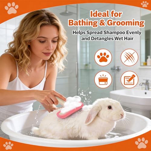 2pcs Rabbit Brush, Bunny Brush, Small Animal Grooming Comb, Removes Loose Fur, Detangles & Massages for Rabbits, Chinchillas, Puppies & Kittens During Shedding and Bath Time