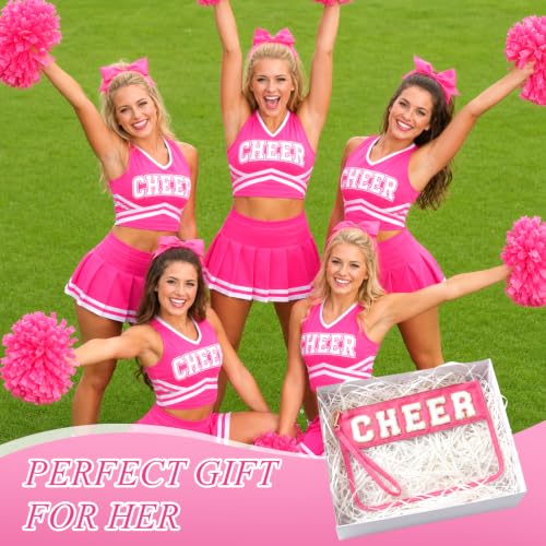 Kacctyen 20 Pcs Multicolor Chenille Letter Cheer Bags Cheerleader Clear Makeup Bags Snacks Pouch Bulk Preppy Patch Cosmetic Pouch with Wrist Strap Zipper for Travel Team Cheerleaders - color: Multicolor