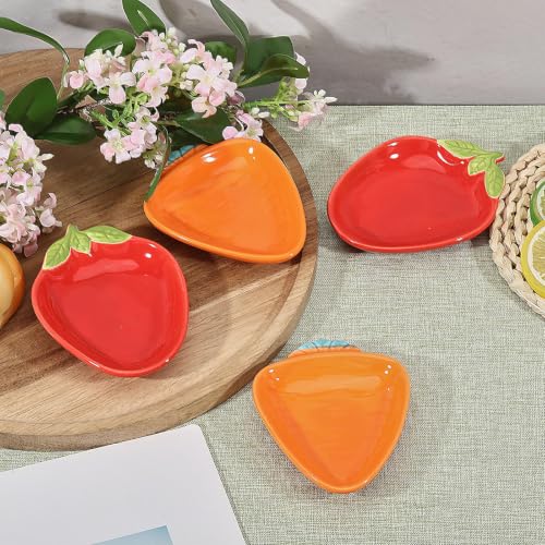 4 Pack Hamster Ceramic Food Bowl, Cute Fruit Shaped Small Animal Food Dish, Pet Feeding Bowl for Hamster, Hedgehog, Gerbil, Guinea Pig