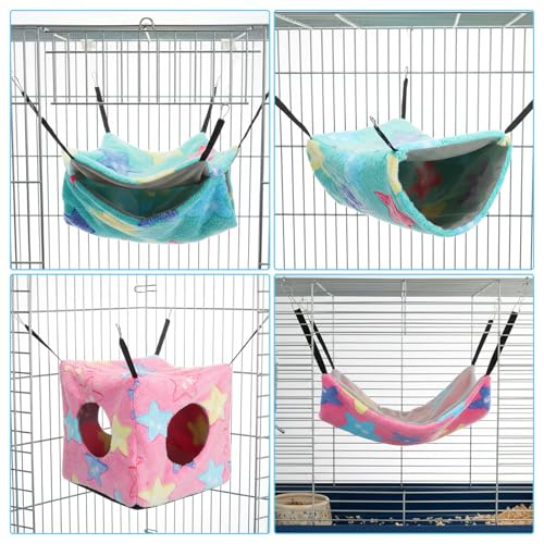 Sadnyy 8 Pcs Velvet Ferret Hammock Washable Rat Hides Guinea Pig Cage Accessories Pet Hideout Tunnel Cave Ferret Bed Toys for Chinchilla Hamster Sugar Glider Squirrel Hide Play and Sleep
