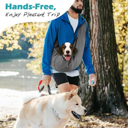 Pawaboo Small Dog Sling Carrier | Reversible Puppy Small Pet Carrier,Hands Free,Safety Buckle,Storage Pocket for Travel,Outdoor Activities Dark Gray - color: D-Dark Gray