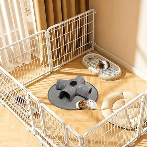 Small Pet Tunnel Bed with Top Peek Hole, 4-Way Hideout with Removable Washable Mat, Interactive Play Toy for Guinea Pig, Hamster, Rabbit, Chinchilla, Kitten - color: 4-Way + Round Mat
