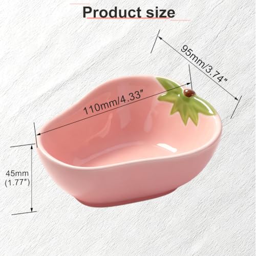 Small Guinea Pig Food Bowl Strawberry-Shaped Cute Ceramic Hamster Water Bowl Ferret Rat Chinchilla Rabbit Feeding Dish Young Animal Feeder(Pink) - color: Pink