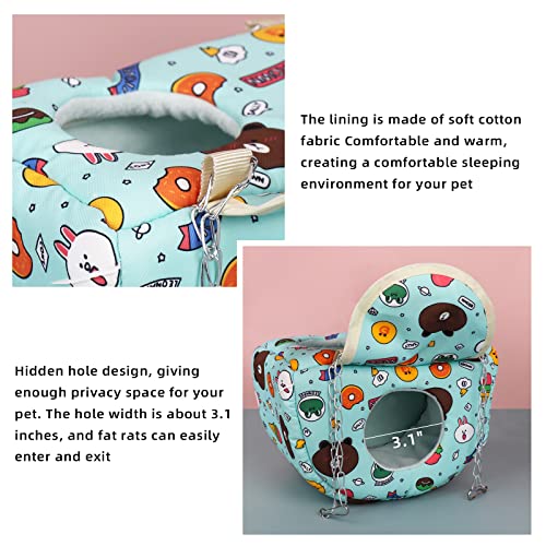Small Animal Hammock Bed with Hideout for Guinea Pigs, Rats, Sugar Gliders and More, Hamster Hanging Bed Toy Cage Accessories Warm Nest (Animal Green) - color: animal green