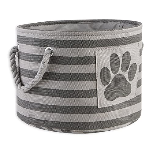 Bone Dry Pet Storage Collection Striped Paw Patch Bin, Small Round, Grayz, Medium Breeds - color: Gray, size: Small Round
