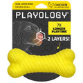 Playology Dual Layer Bone Dog Chew Toy - Jumbo, Chicken Scent | Rubber Construction, all natural scent, Heavy Duty Design, Encapsiscent Scent Technology, 50 lbs Plus Breeds, Yellow - size: Jumbo, style: Chicken