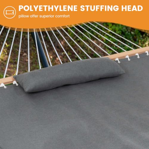 Lazy Daze Hammocks 12 FT Sunbrella Fabric Hammock Non-Fading with Spreader Bars and Free Pillow Fits for 2 Persons, All Weather and Fade Resistant for Patio Yard, 450 lbs Capacity, Cast Slate - color: Cast Slate