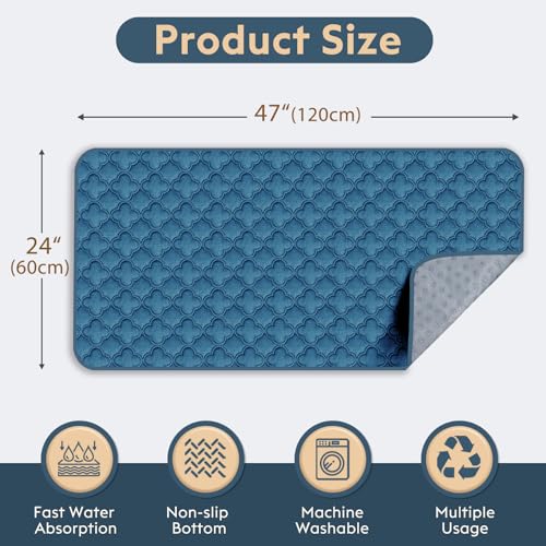 Washable Guinea Pig Cage Liner - 2 Pack Reusable Washable Pee Pads，Waterproof Guinea Pig Bedding for Small Animal - Rabbit Bunny Hamster Puppy (Blue, 24" X 47" - 2 Pack) - color: Blue, size: 24" X 47" - 2 Pack