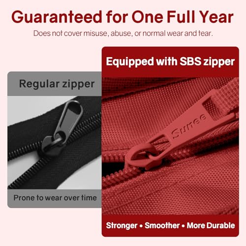 SUNEE Zippered Binder Bag with Handle, 2-Inch 3-Ring O-Ring, 500-Sheet Capacity, Includes Zip Pocket, 5-Tab Expanding File Folder, Multi-Pocket Organizer Binder for Middle School, Bright Red - color: Bright Red