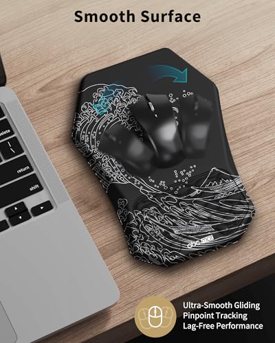 Ergonomic Mouse Pad Wrist Rest Support for Carpal Tunnel Pain Relief | Massage Design Mousepad, Memory Foam, Non-Slip PU Base for Computer Desk, Sea - color: Sea