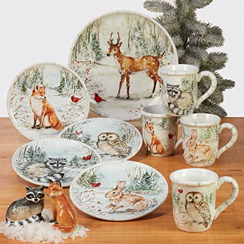 Winter’s Walk Set of 4 Ceramic Ice Cream Bowls – Perfect for ice cream, fruit, or snacks, these nature-inspired bowls feature forest animals in a tranquil snowy landscape 5.25"