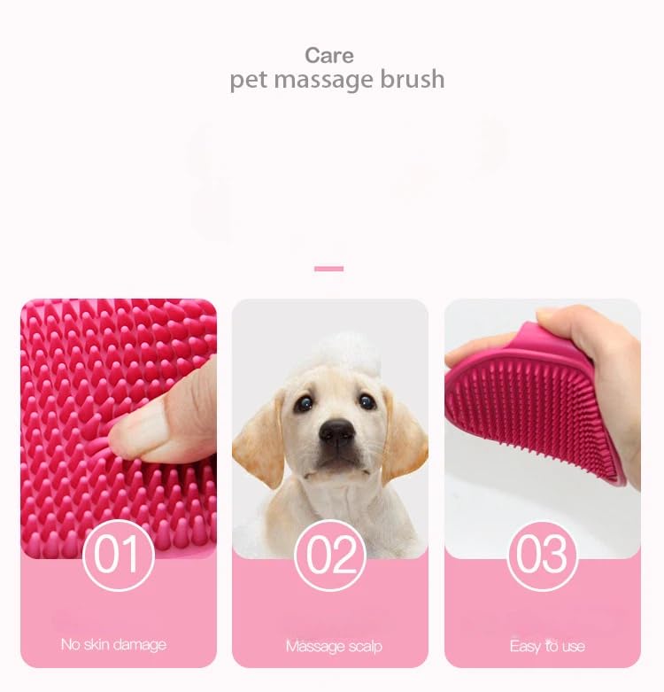 Pet Dog Grooming Bath Brush, Rubber Soothing Massage Comb with Handle | Soft Rubber Massage for Long or Short Haired Dogs Cats, Soothing Grooming Tool for Daily Use(Green)