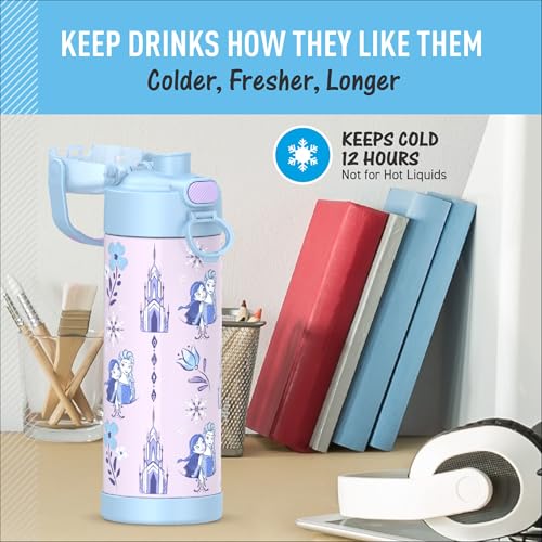 THERMOS FUNTAINER Water Bottle with Spout, 16oz, Frozen | Kids Stainless Steel Insulated Water Bottle, Keeps Drinks Cold Longer for School & Play, BPA-Free - color: Frozen, size: 16 Ounces