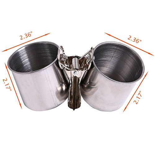 QBLEEV Bird Water Feeder Dishes, Bird Food Hanging Bowl for Cage Coop Cups | Stainless steel birdcage bowls feeding perches play stand with clamp, parrot pet animal hamster cage, easy to install - color: water and food cups