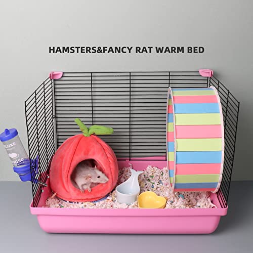 Pet Hideout House - Rat Beds, Small Animal Washable Cage Accessories - Hamster, Syrian Hideout, Sugar Glider Hammock for Dwarf Hamsters, Squirrel, Chipmunks - Pink - color: pink