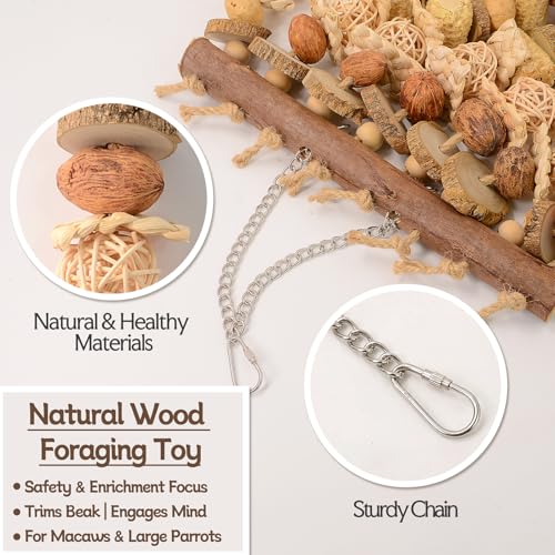 Parrot Toys for Large Birds, Natural Macaws Bird Toys, Bird Cage Accessories