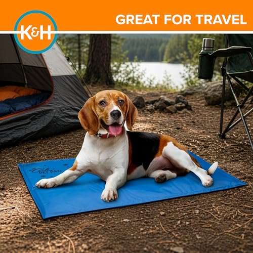 K&H Dog Cooling Mat, Coolin' Pet Pad - X-Large 38x27in Chill Blue | Portable Cooling Mat for Dogs, Travel or in Home, Perfect for Carriers, Crates, Outdoor Houses, Yards, Porches, & Pet Beds - size: XL (27 in x 38 in)