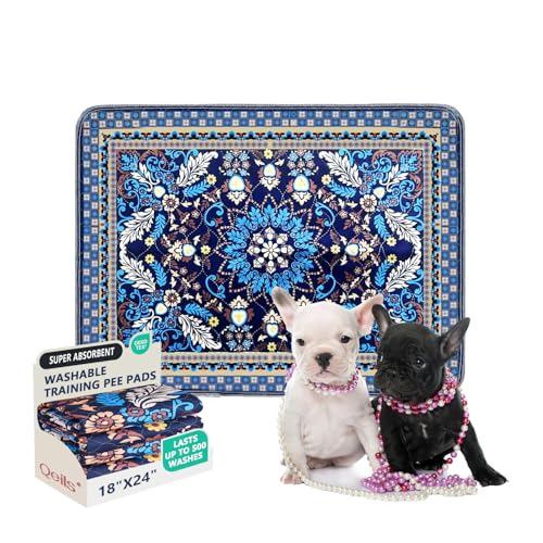 Washable Pee Pads, Super Absorbent Puppy Pads, 2 Pack 18"x24" | Reusable Dog Training Pads, Leakproof With Waterproof Non-Slip Backing For Crates, Floors, Indoor Potty & Furniture - color: Blue Medallion, size: 18"*24"(Pack of 2)