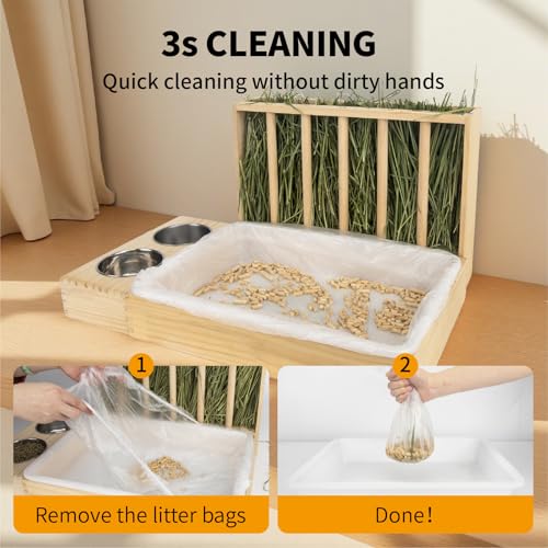 BESNEW Small Animal Bedding & Litter,50 pcs Disposable Rabbit Cage Liner Bags 3s Quick Clean for Bunny Cat Guinea Pig Ferret Chinchilla