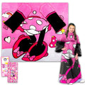 Disney Minnie Mouse Travel Blanket with Sleeves - Bundle Wearable Plush Throw for Travel Airplane Car Road Trip 48x71 Inch Plus Stickers, More | Minnie Mouse Blanket