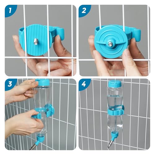 VANNON 17oz Small Animal Water Dispenser for Crate, Parrots Water Bottle for Cage, Chewproof Pet Water Bottle for Rabbits, Guinea Pigs, Ferrets, Chinchillas and Other Small Rodents, Top Fill, Blue - color: Blue