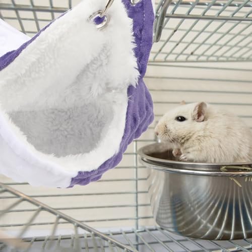 7.9x7.9Inch Guinea Pig Hammock, Rat Hammock & Ferret Hammock for Cage - Small Animal Hanging Bed with Metal Hooks for Chinchilla, Sugar Glider, Parrot (Bunk Bed Design,Small) | Soft arctic fleece, sleep/hide/play, machine washable, hooks easy hang, 7.9"x7