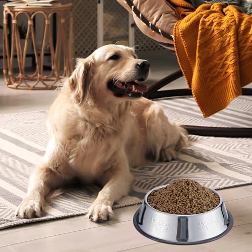 8 Pack Stainless Steel Dog Bowls Metal with Rubber Base Non-Slip Pets Puppy Cats Feeding Food and Water Bowls Dishwasher-Safe for Indoor Small Medium Large Dogs Cats Kitten Rabbit(47.3 oz) - size: 47.3 oz