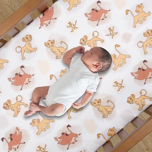 Lambs & Ivy Disney Baby Lion King Safari Fitted Crib Sheet - White - color: Lion King Safari, size: Standard Crib