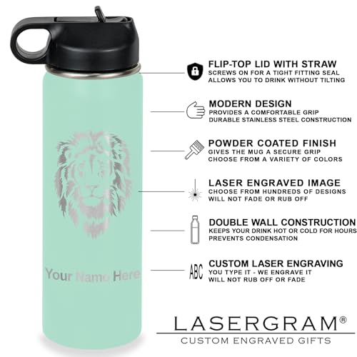 LaserGram Personalized 20oz Water Bottle, Tree Frog (Teal) | Engraved Gift, Vacuum Insulated Stainless Steel, Flip-Top Straw Lid, Laser Engraved With Your Name - color: Teal, size: 20 Ounces